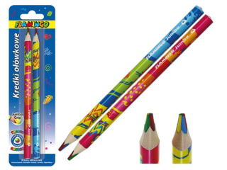 Kredki o��wkowe tr�jk�tne jumbo t�czowe 4-kolorowe 2szt.