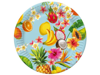 Talerzyki papierowe POL-MAK Daisy 18cm 8szt. Tropical Mix on Blue [opakowanie=12szt]