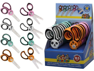 NO�YCZKI BEZPIECZNE Z ZAOKR�LONYMI OSTRZAMI, 11, 5 cm 4 WZORY: PANDA, MYSZ, TYGRYS, KR�LIK FLAMINGO