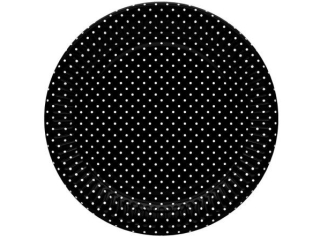 Talerzyki papierowe POL-MAK Daisy 18cm 8szt. White Dots on Black [opakowanie=12szt]