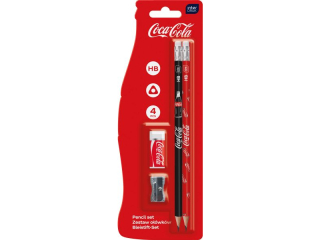 Zestaw o��wk�w 2 szt. + gumka + temp. metalowa Coca-Cola