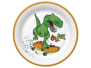 Talerzyki papierowe POL-MAK Daisy 22, 7cm 8szt. Crazy Dino [opakowanie=12szt]