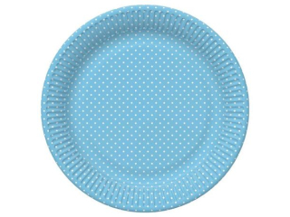 Talerzyki papierowe POL-MAK Daisy 22, 7cm 8szt. White Dots on Blue [opakowanie=12szt]