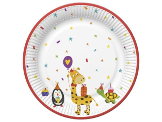 Talerzyki papierowe POL-MAK Daisy 22, 7cm 8szt. Cute Party Animals [opakowanie=12szt]
