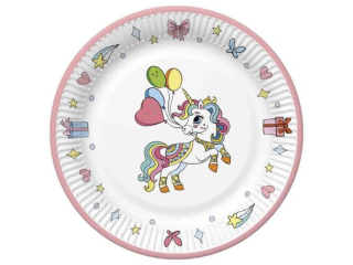 Talerzyki papierowe POL-MAK Daisy 22, 7cm 8szt. Colourful Unicorns [opakowanie=12szt]