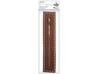 Zamek błyskawiczny do torebki 27x5, 5cm kawowy, złoty suwak długość suwaka 21, 4cm, otwory na sznurek: 3x3mm
