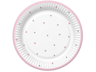 Talerzyki papierowe POL-MAK Maki 18cm 8szt. Baby Shower Pink  [opakowanie=12szt]
