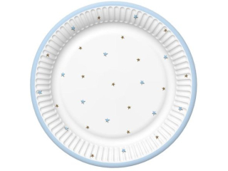 Talerzyki papierowe POL-MAK Maki 18cm 8szt. Baby Shower Blue [opakowanie=12szt]