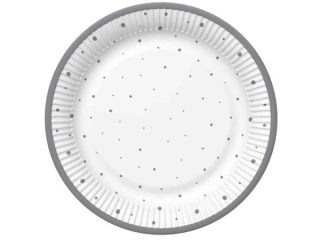 Talerzyki papierowe POL-MAK Maki 22, 7cm 8szt. Ornament Silver [opakowanie=12szt]