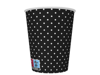Kubeczki papierowe POL-MAK Daisy 8szt. 250ml - White Dots on Black [opakowanie=12szt]