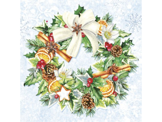 Serwetki POL-MAK GWIAZDKA Daisy Lunch 33cm 20szt. Painted Christmas Wreath SD_GW_016001  [opakowanie=24szt]
