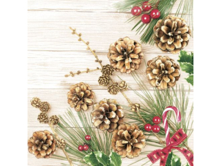 Serwetki POL-MAK GWIAZDKA Daisy Lunch 33cm 20szt. Pines and Larch Twig SD_GW_017401  [opakowanie=24szt]