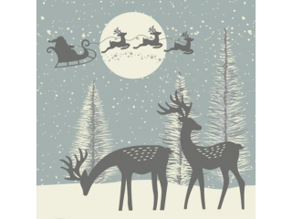 Serwetki POL-MAK GWIAZDKA Daisy Lunch 33cm 20szt. Reindeers and Santa Cut-Outs Dusty Blue SD_GW_018002  [opakowanie=24szt]