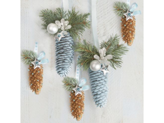 Serwetki POL-MAK GWIAZDKA Daisy Lunch 33cm 20szt. Natural and Blue Spruce Cones SD_GW_018201  [opakowanie=24szt]