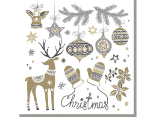 Serwetki POL-MAK GWIAZDKA Daisy Lunch 33cm 20szt. Nordic Style Motifs SD_GW_019101  [opakowanie=24szt]