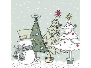 Serwetki POL-MAK GWIAZDKA Daisy Lunch 33cm 20szt. Graphic Snowman and Xmas Trees SD_GW_019301  [opakowanie=24szt]