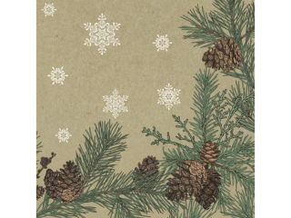 Serwetki POL-MAK GWIAZDKA Daisy Lunch 33cm 20szt. Graphic Pines and Twigs Frame on Kraft  SD_GW_019501  [opakowanie=24szt]