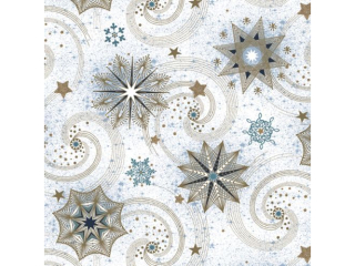 Serwetki POL-MAK GWIAZDKA Daisy Lunch 33cm 20szt. Gold x Turquoise Stars And Twirls SD_GW_019701  [opakowanie=24szt]