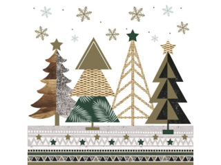 Serwetki POL-MAK GWIAZDKA Daisy Lunch 33cm 20szt. Graphic Christmas Trees SD_GW_019901  [opakowanie=24szt]
