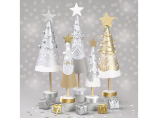 Serwetki POL-MAK GWIAZDKA Daisy Lunch 33cm 20szt. Handmade Paper Xmas Trees SD_GW_020501  [opakowanie=24szt]
