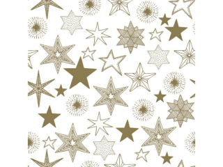 Serwetki POL-MAK GWIAZDKA Daisy Lunch 33cm 20szt. Gold Stars SD_GW_020601  [opakowanie=24szt]