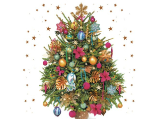 Serwetki POL-MAK GWIAZDKA Daisy Lunch 33cm 20szt. Photo Christmas Tree SD_GW_021001  [opakowanie=24szt]