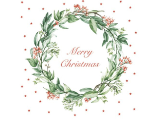 Serwetki POL-MAK GWIAZDKA Daisy Lunch 33cm 20szt. Merry Christmas with Wreath SD_GW_021201  [opakowanie=24szt]