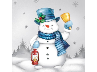 Serwetki POL-MAK GWIAZDKA Daisy Lunch 33cm 20szt. Joyful Snowmen with Bell SD_GW_022401  [opakowanie=24szt]