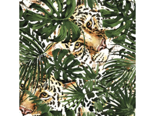 Serwetki POL-MAK Daisy Lunch 33cm 20szt. Hidden Leopard with Green Monsteras SDOG031402 [opakowanie=24szt]