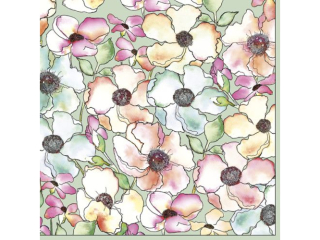 Serwetki POL-MAK Daisy Lunch 33cm 20szt. Watercolour Flowers Meadow on Sage SDOG033601 [opakowanie=24szt]