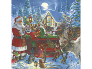 Serwetki POL-MAK GWIAZDKA Maki Lunch 33cm 20szt. Santa with Sleigh and Reindeers SL_GW_024801  [opakowanie=12szt]