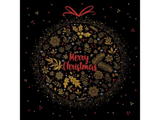 Serwetki POL-MAK GWIAZDKA Maki Lunch 33cm 20szt. Merry Christmas Bauble on Black SL_GW_026101  [opakowanie=12szt]