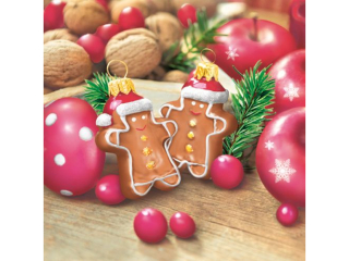 Serwetki POL-MAK GWIAZDKA Maki Lunch 33cm 20szt. Gingerbread Men Baubles  SL_GW_026501  [opakowanie=12szt]