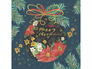 Serwetki POL-MAK GWIAZDKA Maki Lunch 33cm 20szt. Graphic Bauble with Poinsettia SL_GW_026601  [opakowanie=12szt]