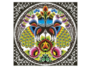 Serwetki POL-MAK Maki Lunch 33cm 20szt. owicz Folk Peacocks Cut-out SLOG058601 [opakowanie=12szt]