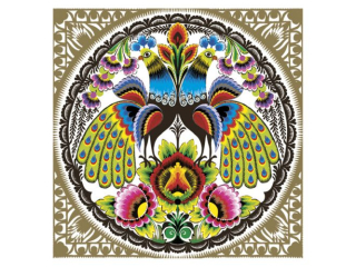 Serwetki POL-MAK Maki Lunch 33cm 20szt. owicz Folk Peacocks Cut-out with Gold SLOG058602 [opakowanie=12szt]