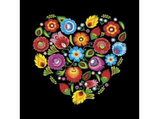 Serwetki POL-MAK Maki Lunch 33cm 20szt. owicz Folk Heart on Black SLOG058802 [opakowanie=12szt]