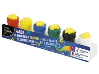 FARBY DO MALOWANIA PALCAMI ZE STEMPELKAMI 6 SZT. KIDEA