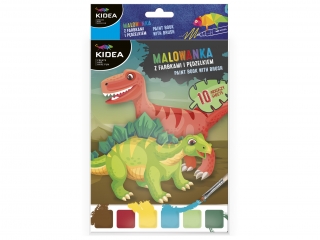 MALOWANKA Z FARBKAMI I PĘDZELKIEM DINOZAURY KIDEA