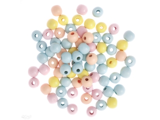 KORALIKI DREWNIANE, KULKI, 12 MM, PASTELOWE, 40 G [opakowanie=3szt]