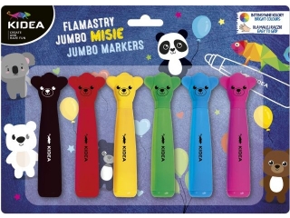 FLAMASTRY JUMBO Z FIGURKĄ MISIE 6 KOLORÓW KIDEA