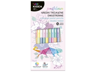 KREDKI TRÓJKĄTNE DWUSTRONNE PASTELOWE 24 KOLORY KIDEA