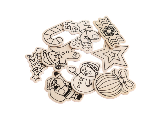 OZDOBY DREWNIANE Z MAGNESEM, 4-6 CM, 9SZT. [opakowanie=5szt]