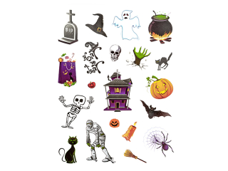 TATUAE ZMYWALNE, HALLOWEEN, KOLOROWE, 23 SZT [opakowanie=5szt]