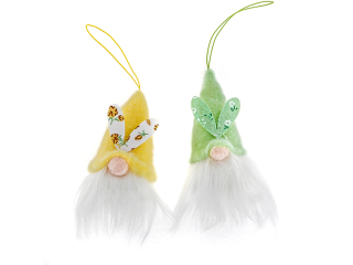 ZAWIESZKI GNOMY, 8 CM, 2 SZT, ZӣTE I ZIELONE [opakowanie=3szt]