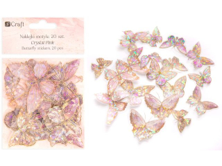 POYSKUJCE NAKLEJKI PET -  MOTYLE , 20SZT. - CRYSTAL PINK [opakowanie=6szt]
