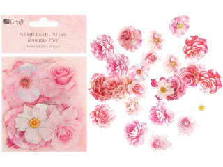 NAKLEJKI PET - KWIATY, 30 SZT - ROMANTIC PINK [opakowanie=6szt]