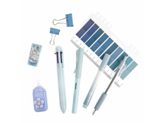 ZESTAW SZKOLNO BIUROWY 9 ELEMENTOWY - PASTEL BLUE [opakowanie=3szt]
