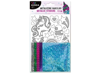 METALICZNE NAKLEJKI ZESTAW KREATYWNY UNICORN KIDEA