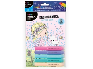 ZESTAW - FLAMASTRY DO MALOWANIA KROPKAMI ZE STEMPELKAMI I KOLOROWANKA WRÓŻKI KIDEA